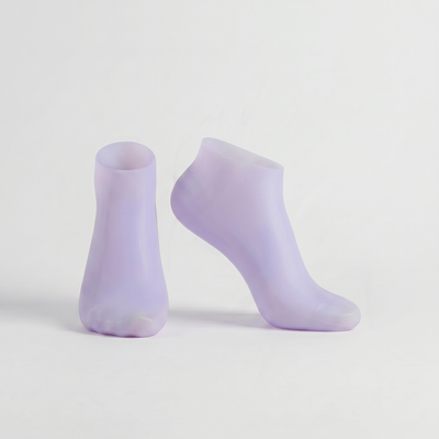 Pair of light purple socks on a white background