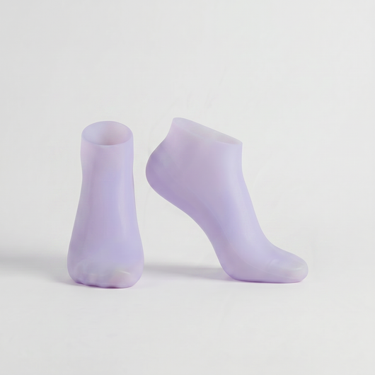 Pair of light purple socks on a white background